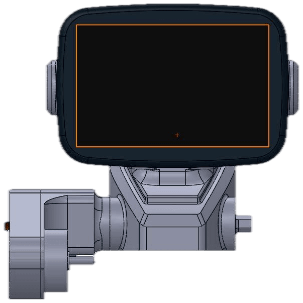 CAD front view with the display sketch outlined